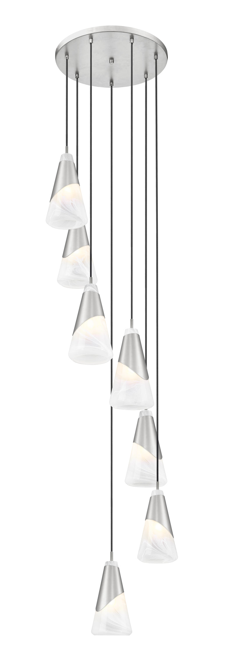 Aimie 7 Light 18" Pendant, 13.25" Tall in Brushed Nickel