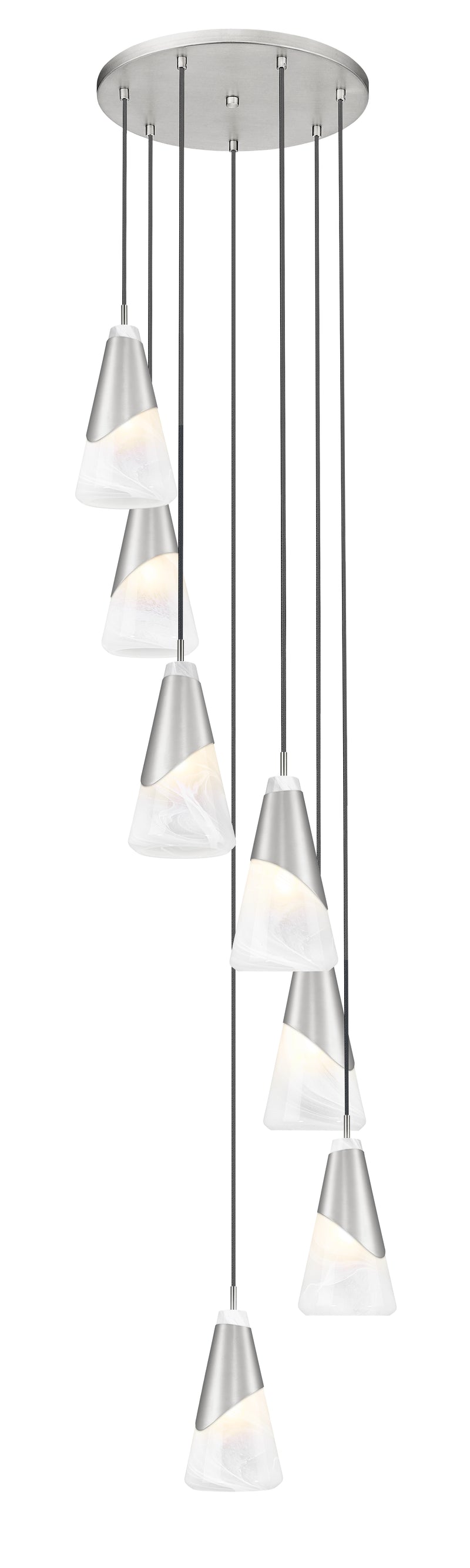 Aimie 7 Light 18" Pendant, 13.25" Tall in Brushed Nickel