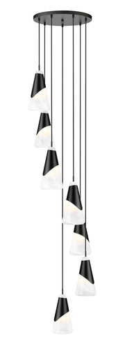 Aimie 7 Light 18" Pendant, 13.25" Tall in Matte Black