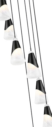 Aimie 7 Light 18" Pendant, 13.25" Tall in Matte Black