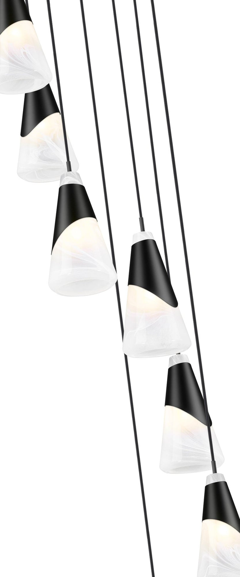 Aimie 7 Light 18" Pendant, 13.25" Tall in Matte Black