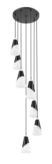 Aimie 7 Light 18" Pendant, 13.25" Tall in Matte Black