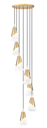 Aimie 7 Light 18" Pendant, 13.25" Tall in Modern Gold