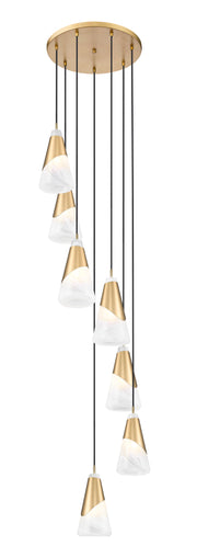 Aimie 7 Light 18" Pendant, 13.25" Tall in Modern Gold