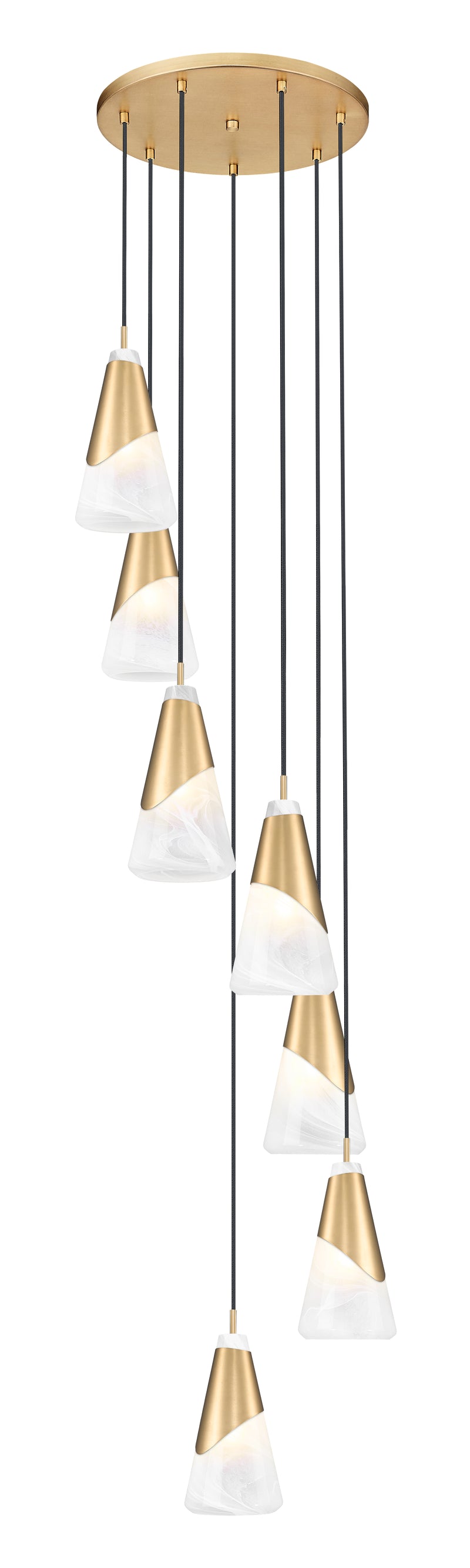 Aimie 7 Light 18" Pendant, 13.25" Tall in Modern Gold