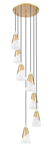 Aimie 7 Light 18" Pendant, 13.25" Tall in Modern Gold
