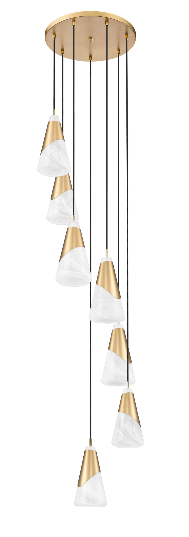 Aimie 7 Light 18" Pendant, 13.25" Tall in Modern Gold