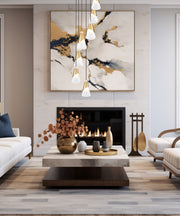 Aimie 7 Light 18" Pendant, 13.25" Tall in Modern Gold in a room setting