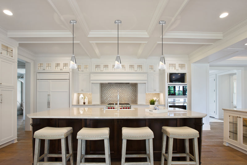 Aimie 1 Light 6" Pendant, Cord Mount in Brushed Nickel in a room setting