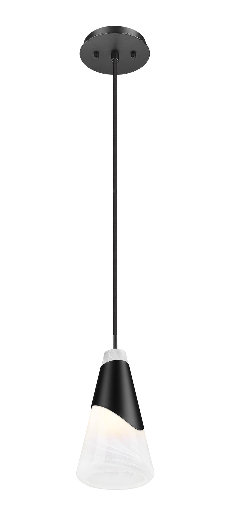 Aimie 1 Light 6" Pendant, Cord Mount in Matte Black