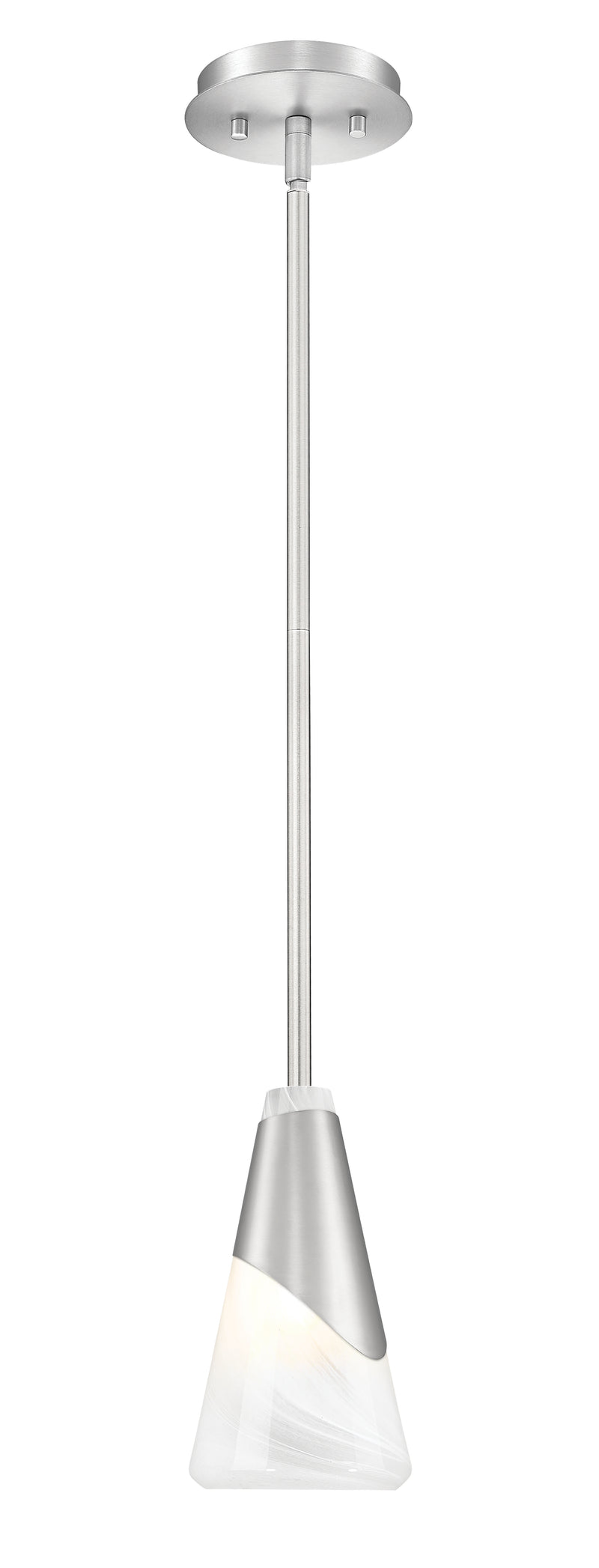Aimie 1 Light 6" Pendant, Rod Mount in Brushed Nickel