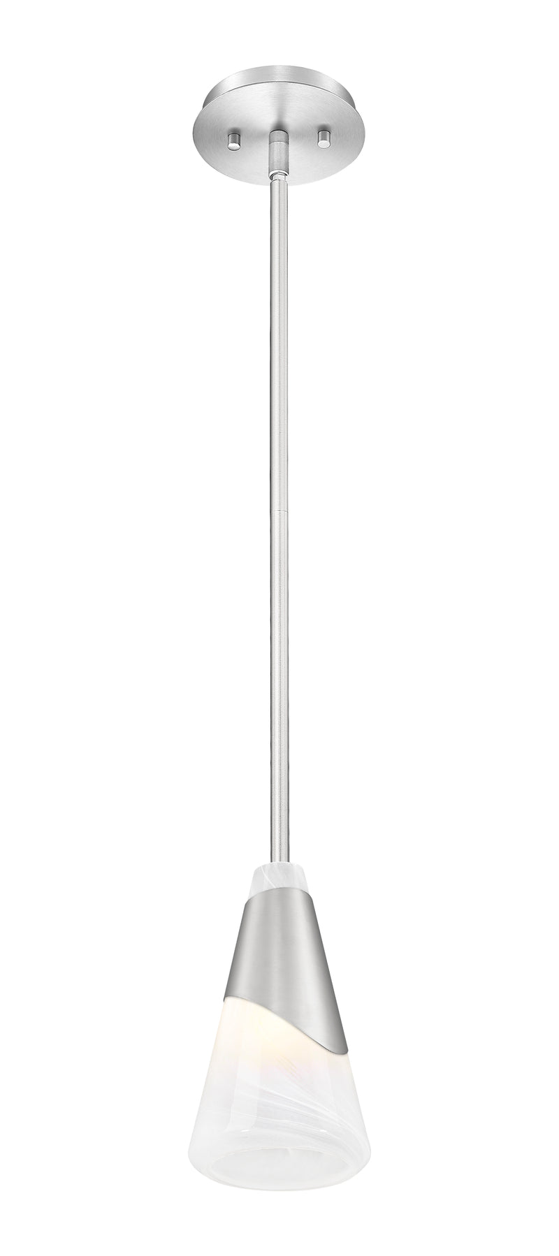 Aimie 1 Light 6" Pendant, Rod Mount in Brushed Nickel