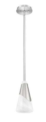 Aimie 1 Light 6" Pendant, Rod Mount in Brushed Nickel