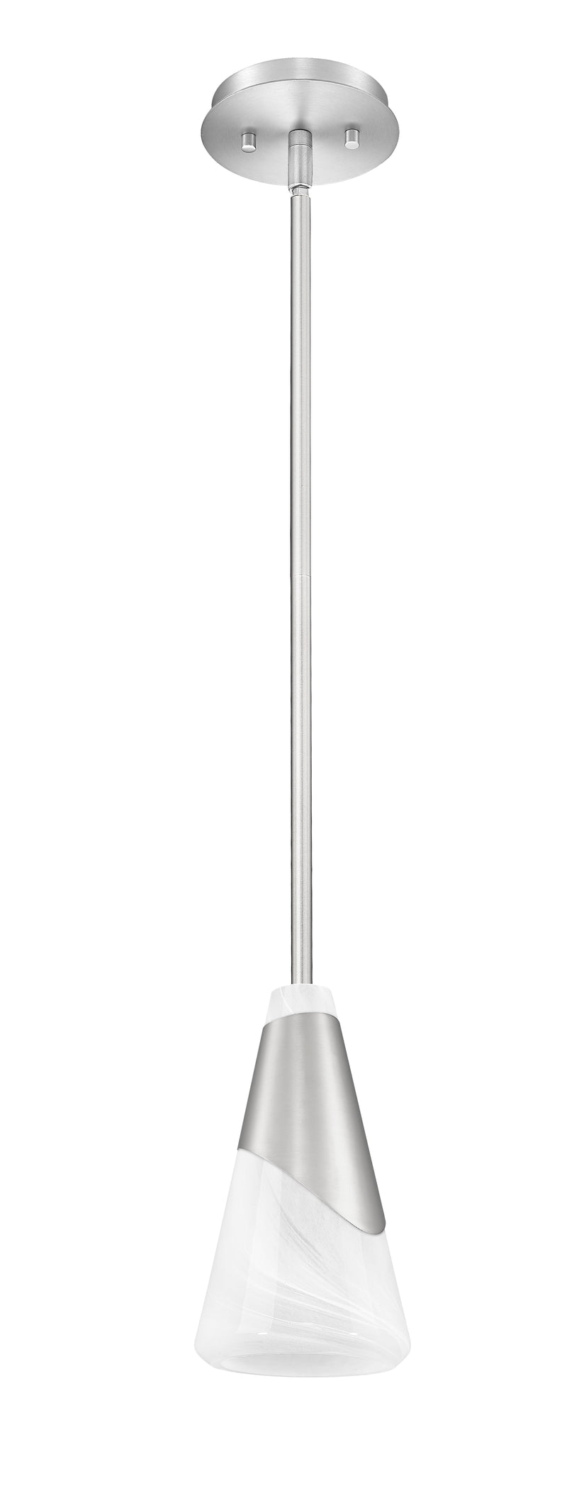 Aimie 1 Light 6" Pendant, Rod Mount in Brushed Nickel