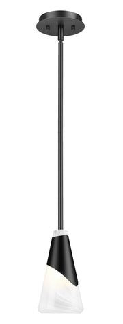Aimie 1 Light 6" Pendant, Rod Mount in Matte Black