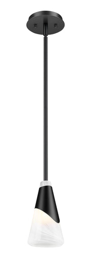 Aimie 1 Light 6" Pendant, Rod Mount in Matte Black