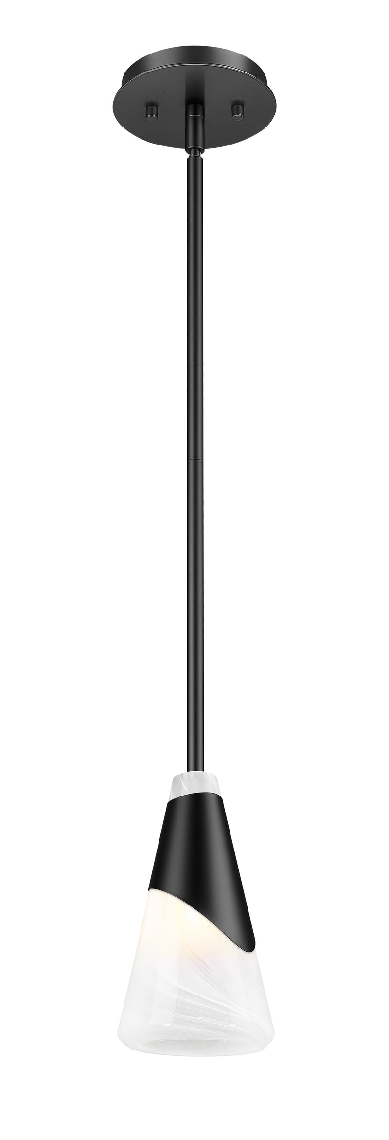 Aimie 1 Light 6" Pendant, Rod Mount in Matte Black