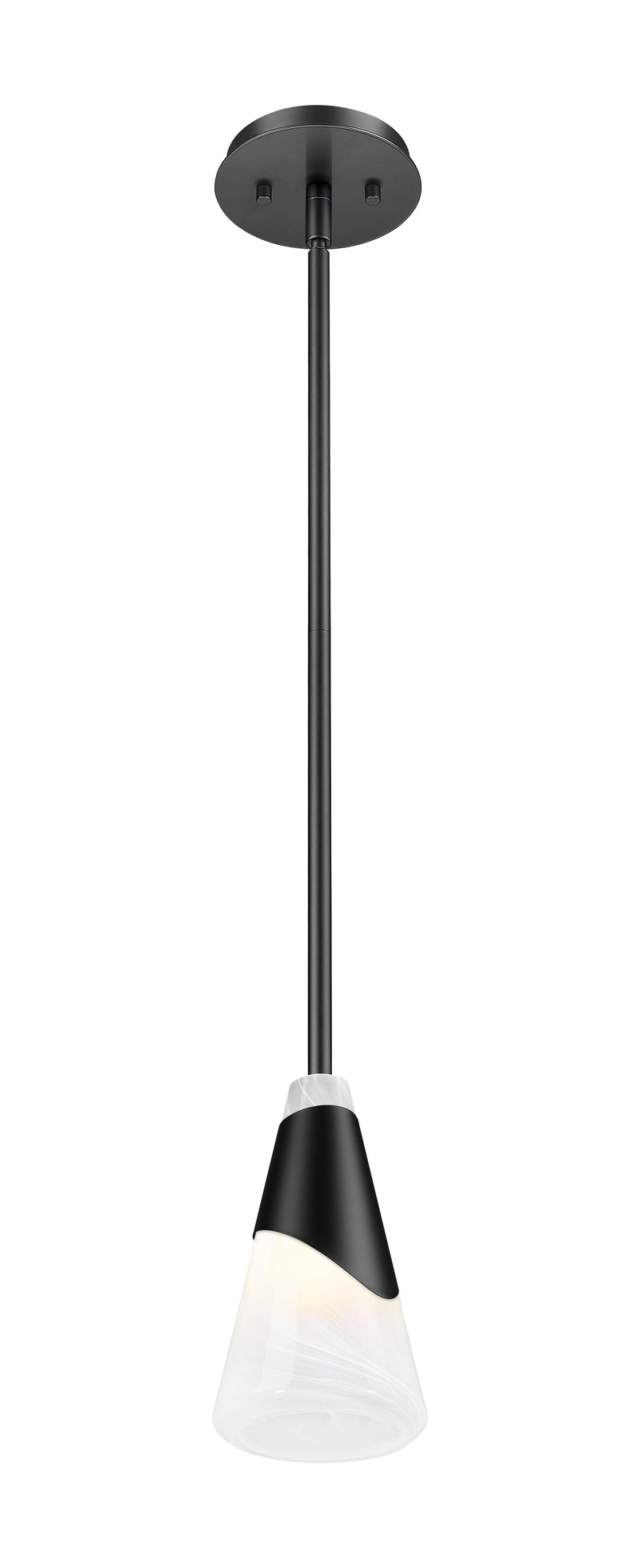 Aimie 1 Light 6" Pendant, Rod Mount in Matte Black