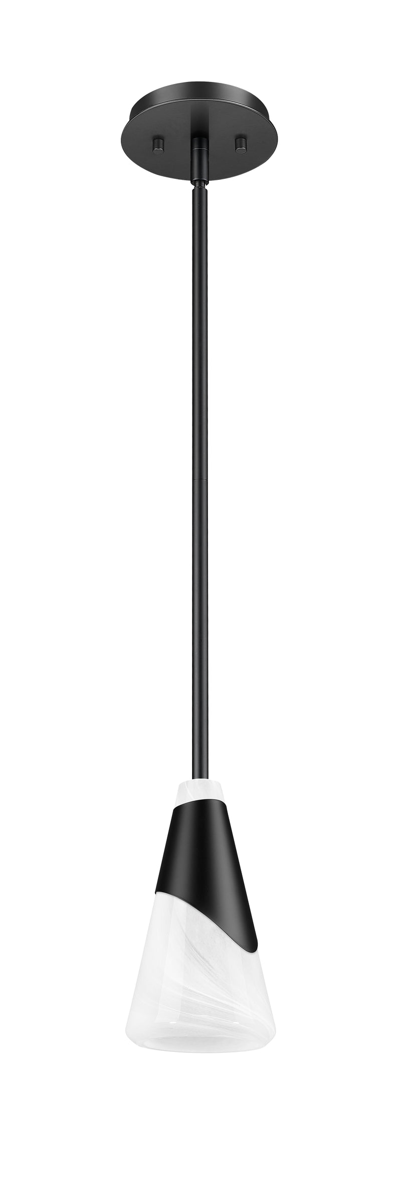 Aimie 1 Light 6" Pendant, Rod Mount in Matte Black