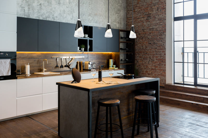 Aimie 1 Light 6" Pendant, Rod Mount in Matte Black in a room setting