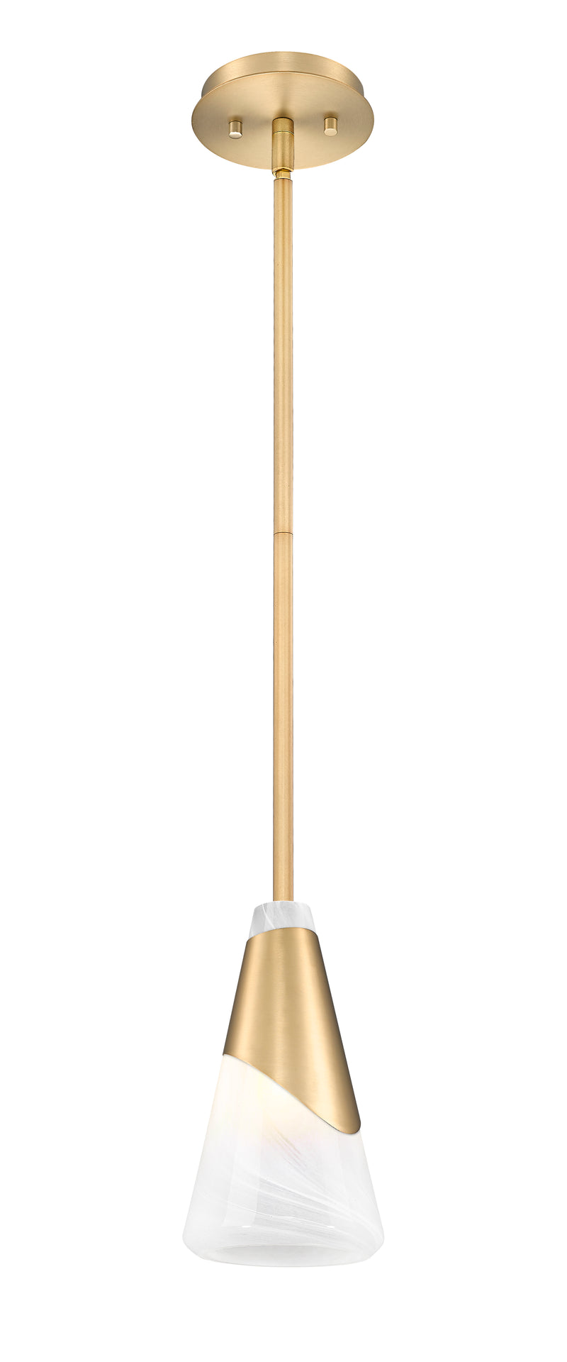 Aimie 1 Light 6" Pendant, Rod Mount in Modern Gold