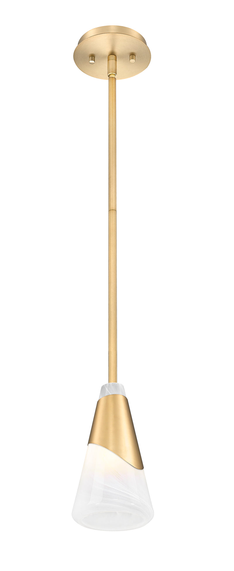 Aimie 1 Light 6" Pendant, Rod Mount in Modern Gold