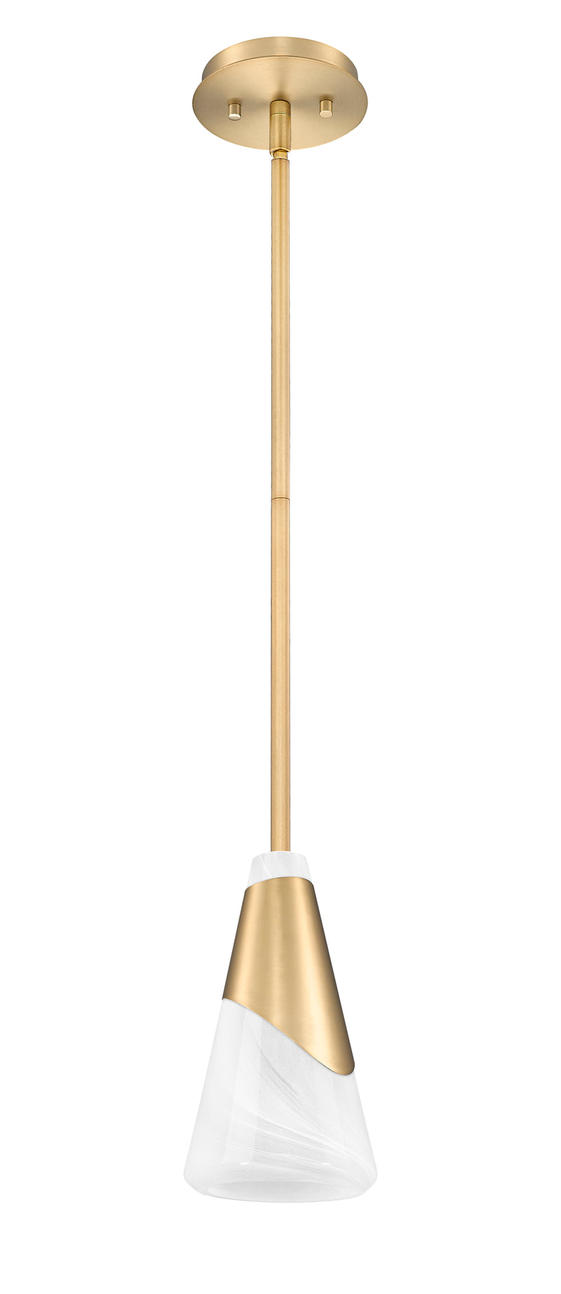 Aimie 1 Light 6" Pendant, Rod Mount in Modern Gold