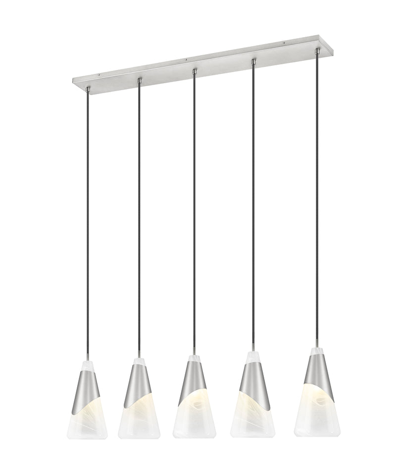 Aimie 5 Light 42" Linear Pendant, 15.75" Tall in Brushed Nickel