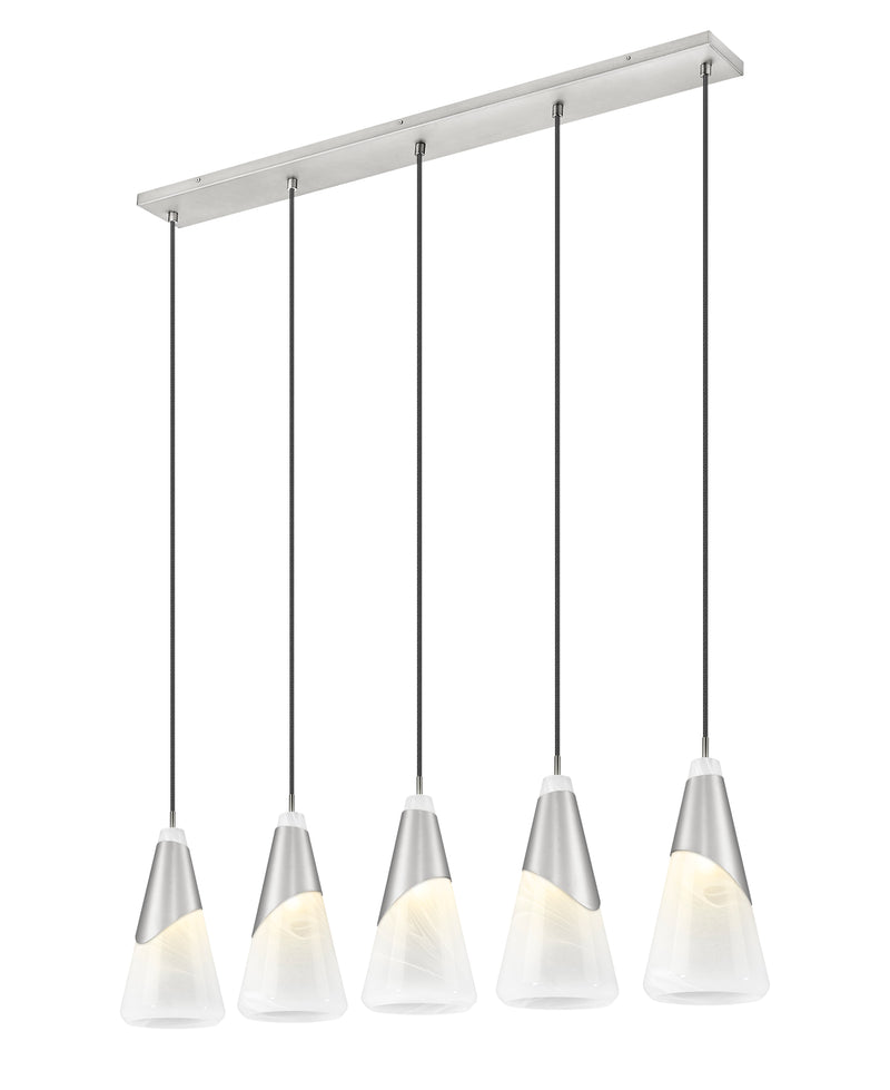 Aimie 5 Light 42" Linear Pendant, 15.75" Tall in Brushed Nickel