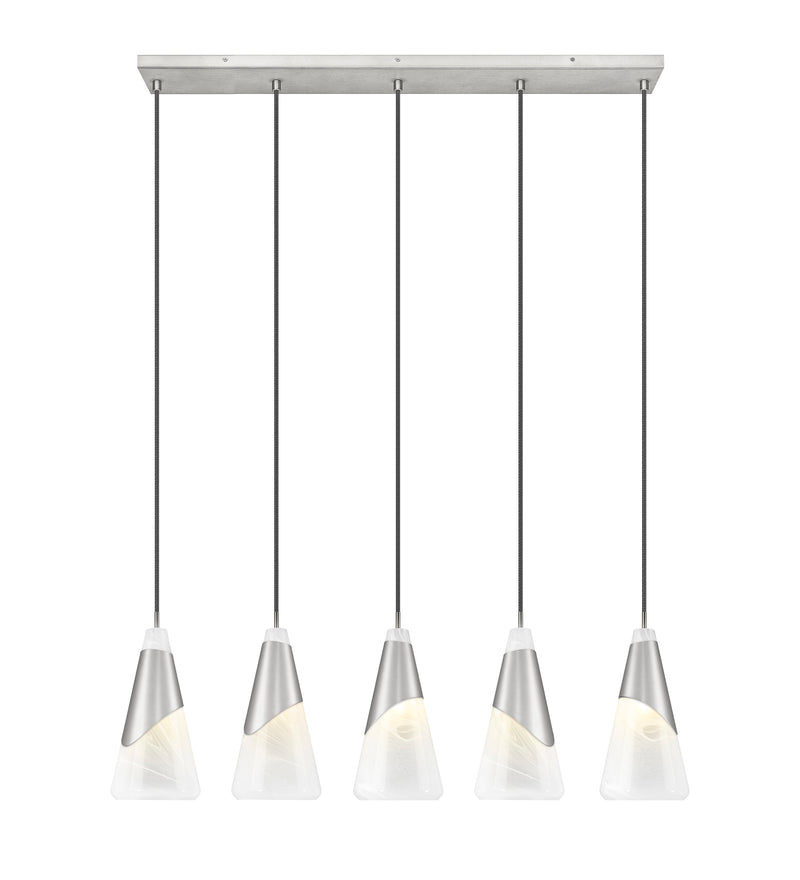 Aimie 5 Light 42" Linear Pendant, 15.75" Tall in Brushed Nickel