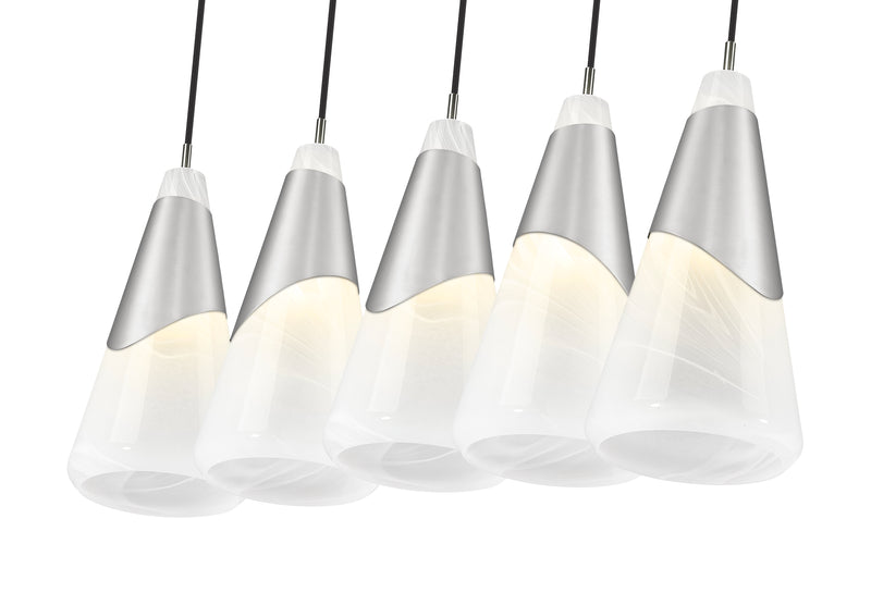 Aimie 5 Light 42" Linear Pendant, 15.75" Tall in Brushed Nickel