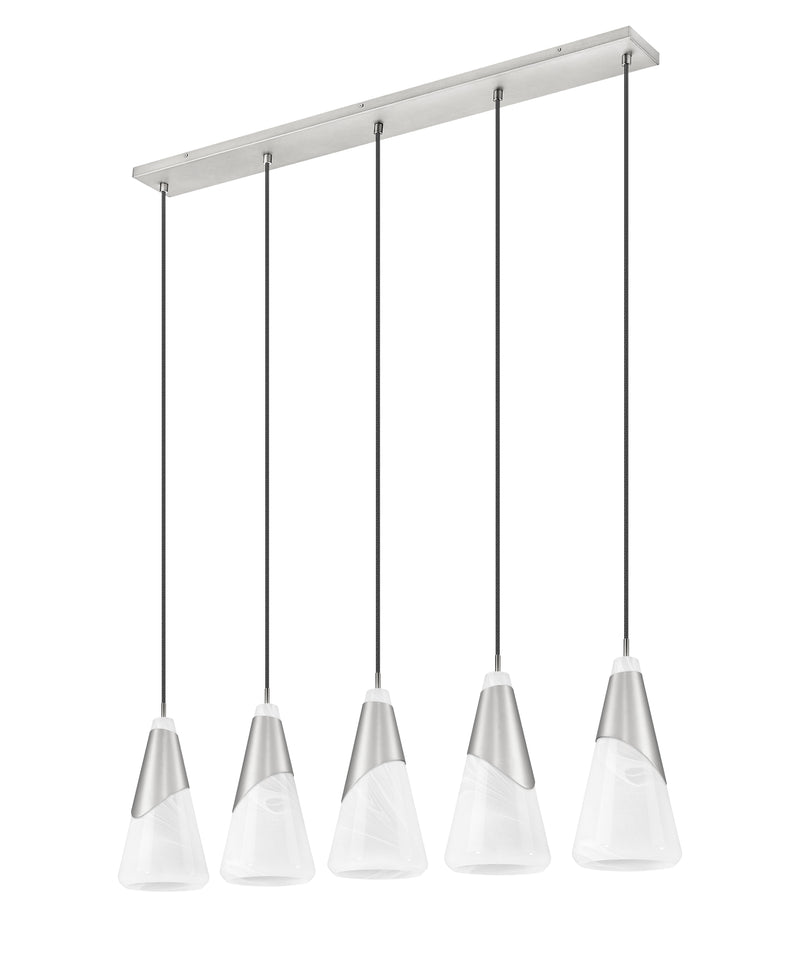 Aimie 5 Light 42" Linear Pendant, 15.75" Tall in Brushed Nickel