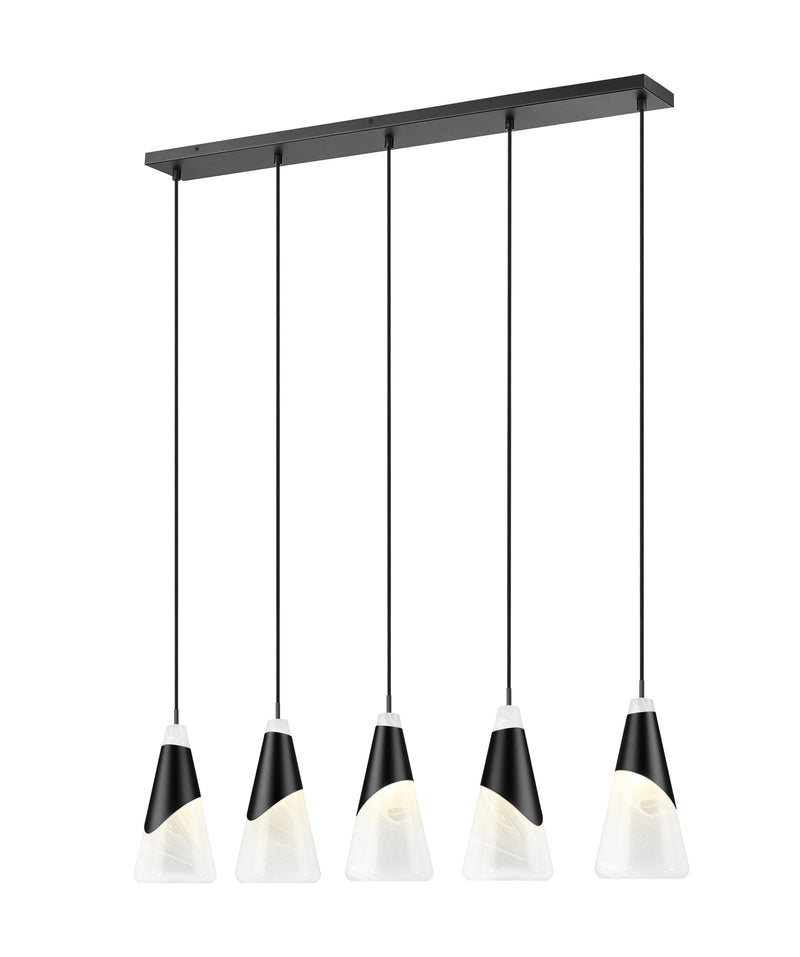 Aimie 5 Light 42" Linear Pendant, 15.75" Tall in Matte Black