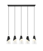 Aimie 5 Light 42" Linear Pendant, 15.75" Tall in Matte Black