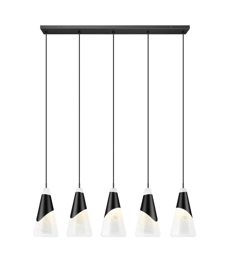 Aimie 5 Light 42" Linear Pendant, 15.75" Tall in Matte Black