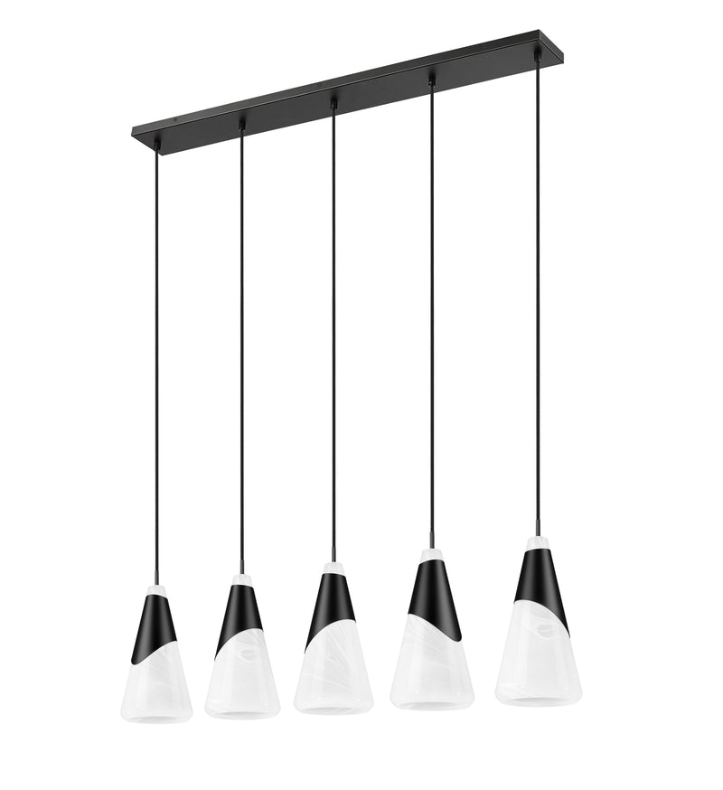 Aimie 5 Light 42" Linear Pendant, 15.75" Tall in Matte Black