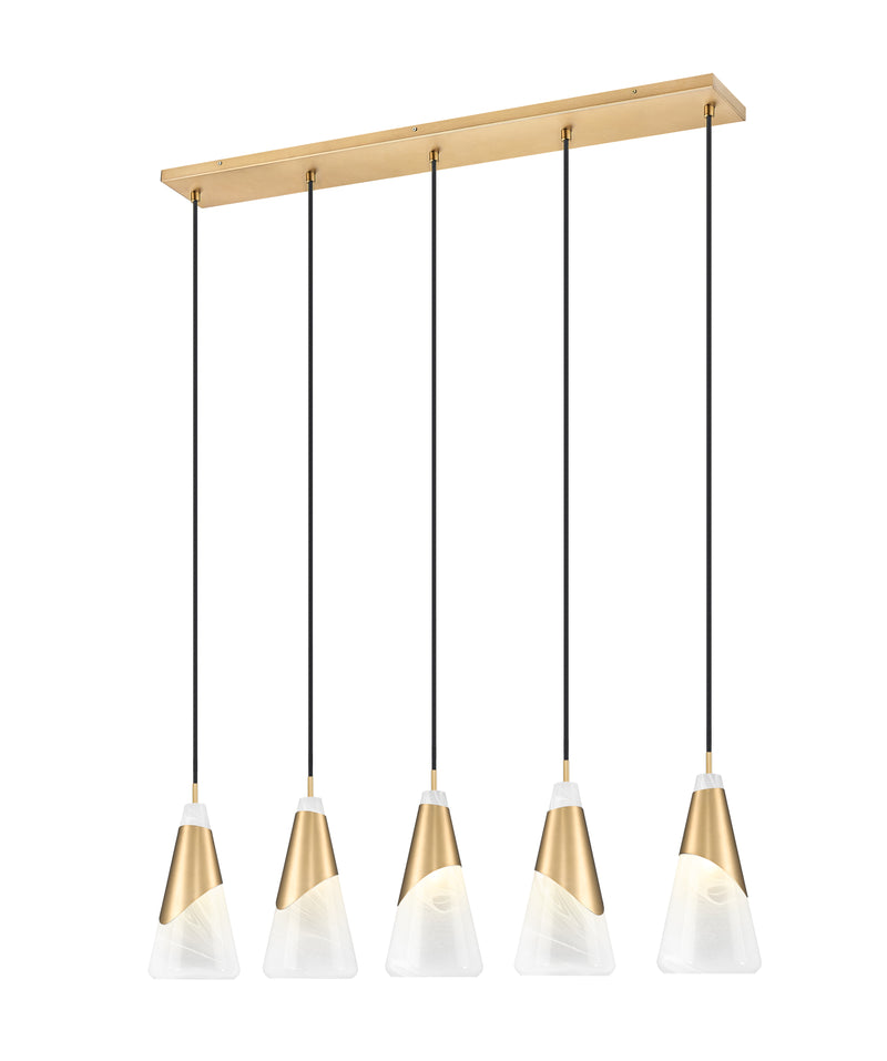 Aimie 5 Light 42" Linear Pendant, 15.75" Tall in Modern Gold