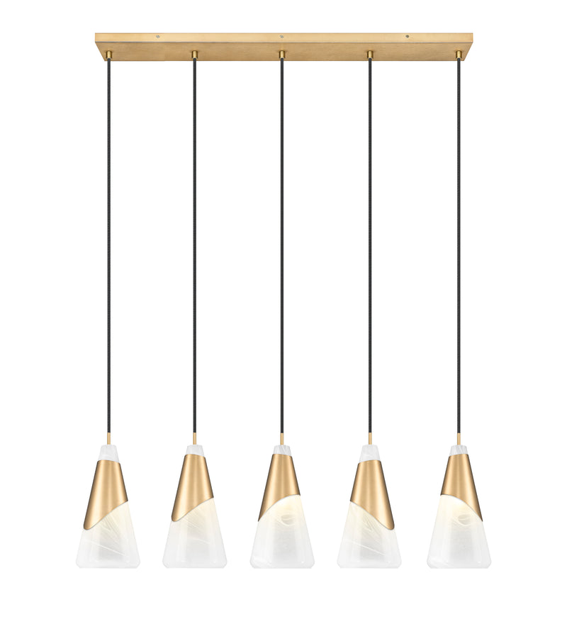 Aimie 5 Light 42" Linear Pendant, 15.75" Tall in Modern Gold