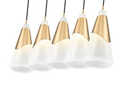 Aimie 5 Light 42" Linear Pendant, 15.75" Tall in Modern Gold