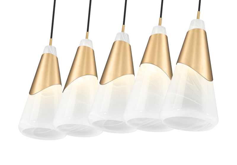 Aimie 5 Light 42" Linear Pendant, 15.75" Tall in Modern Gold
