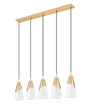 Aimie 5 Light 42" Linear Pendant, 15.75" Tall in Modern Gold