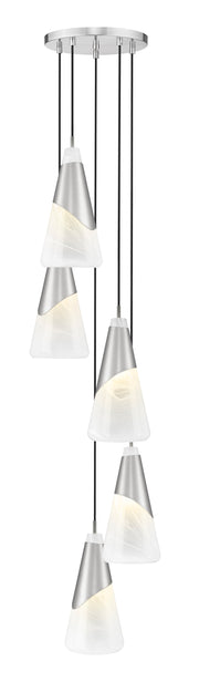 Aimie 5 Light 12" Pendant, 15.75" Tall in Brushed Nickel