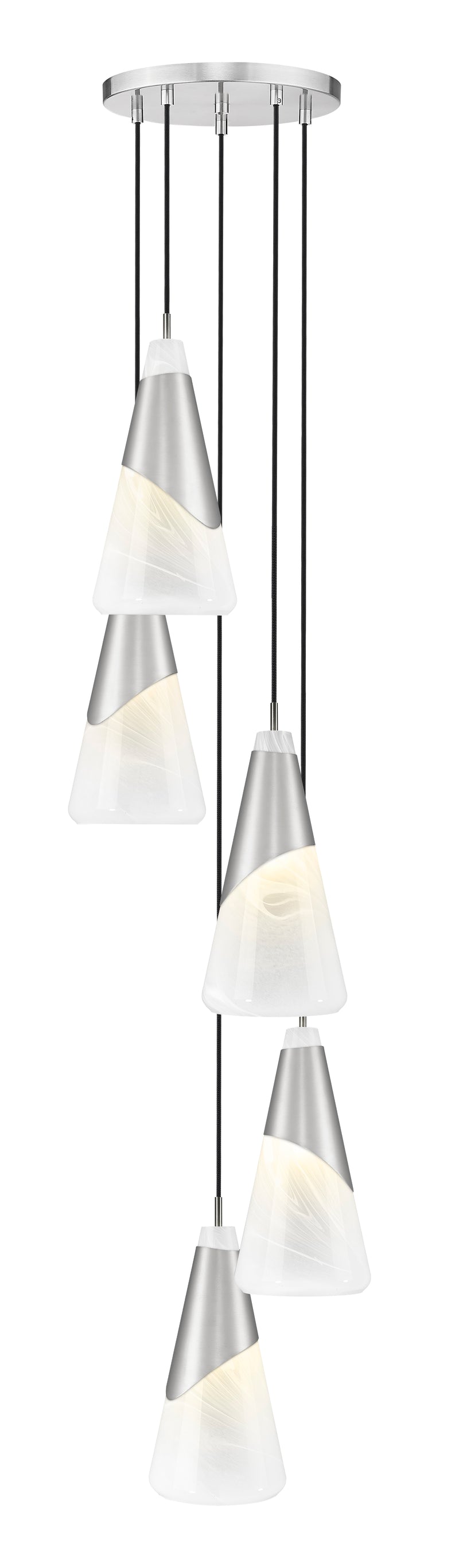 Aimie 5 Light 12" Pendant, 15.75" Tall in Brushed Nickel