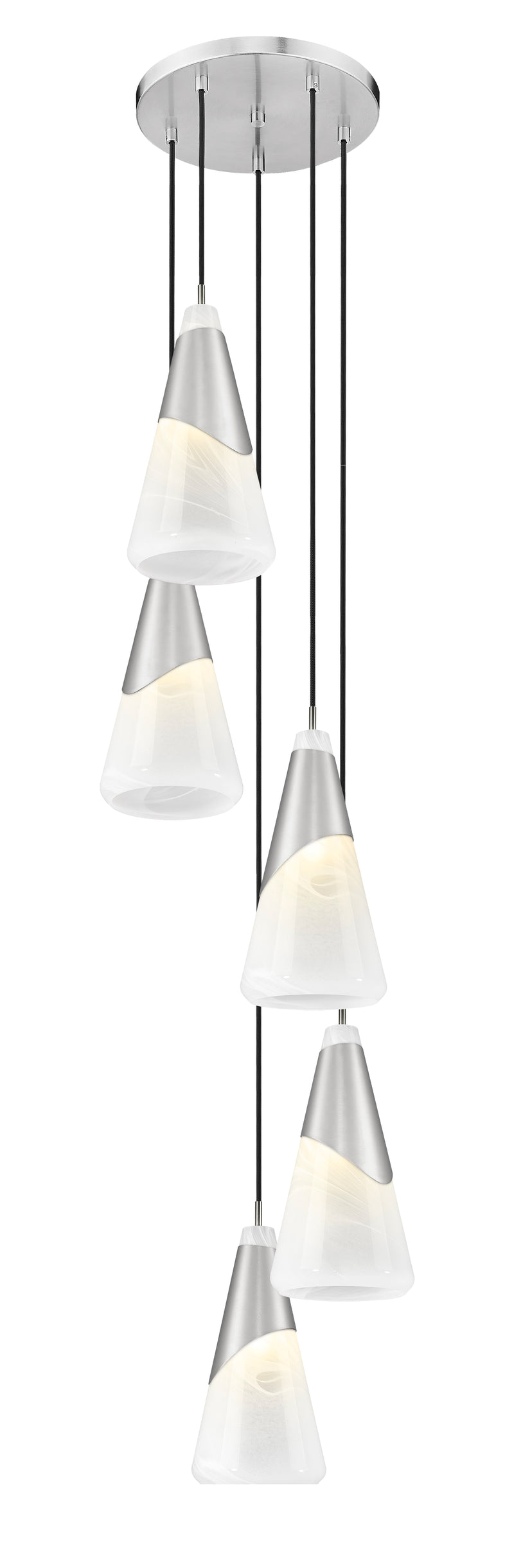 Aimie 5 Light 12" Pendant, 15.75" Tall in Brushed Nickel