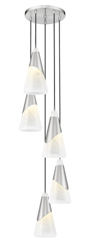Aimie 5 Light 12" Pendant, 15.75" Tall in Brushed Nickel