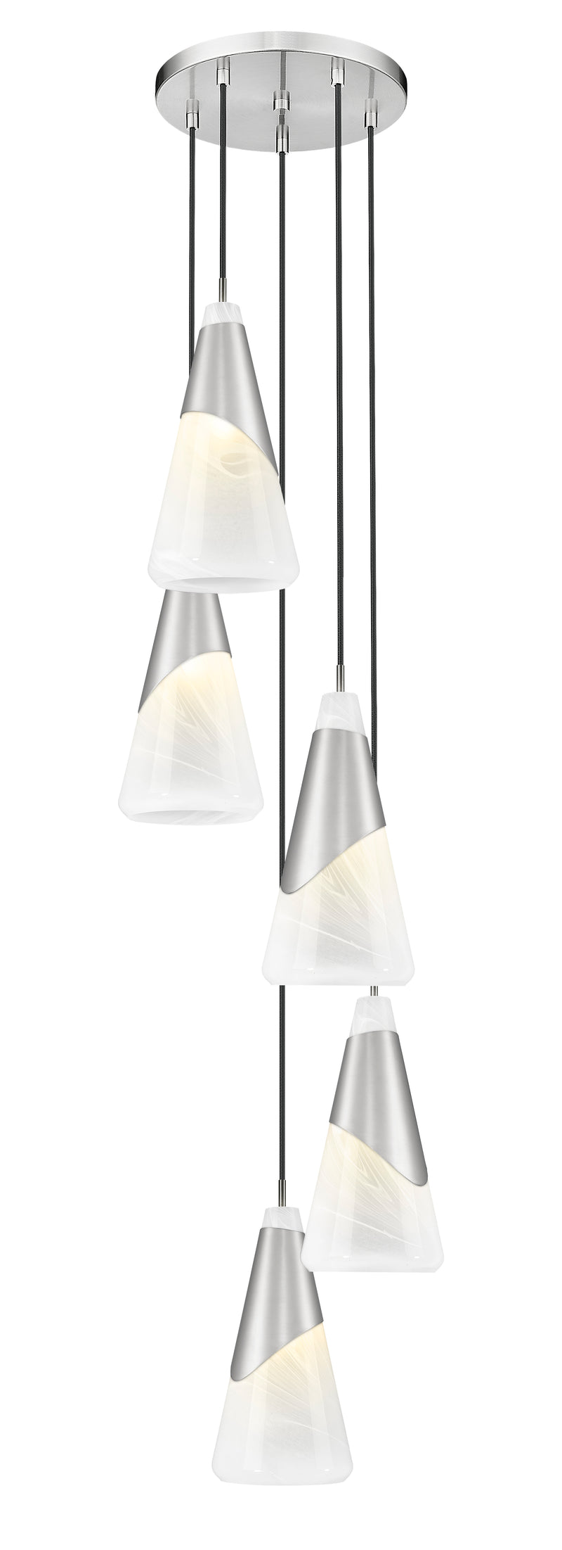 Aimie 5 Light 12" Pendant, 15.75" Tall in Brushed Nickel
