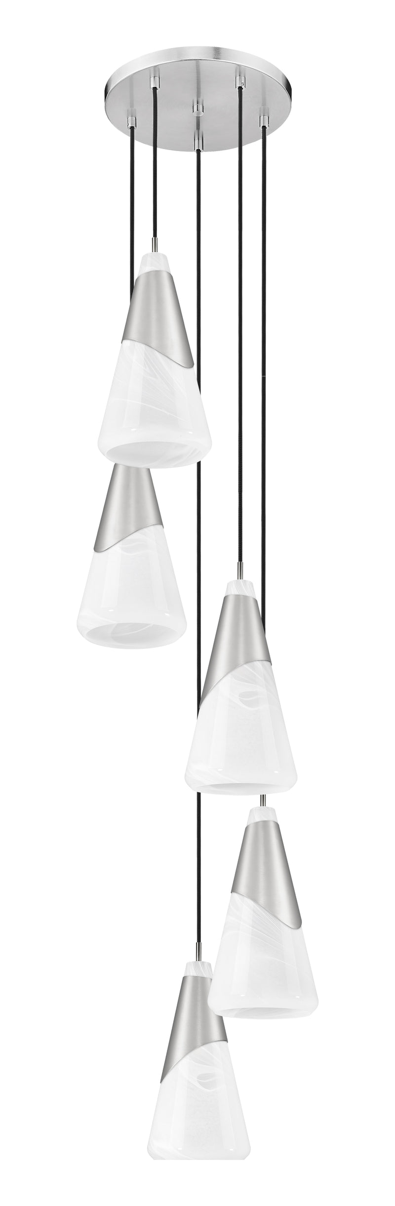 Aimie 5 Light 12" Pendant, 15.75" Tall in Brushed Nickel