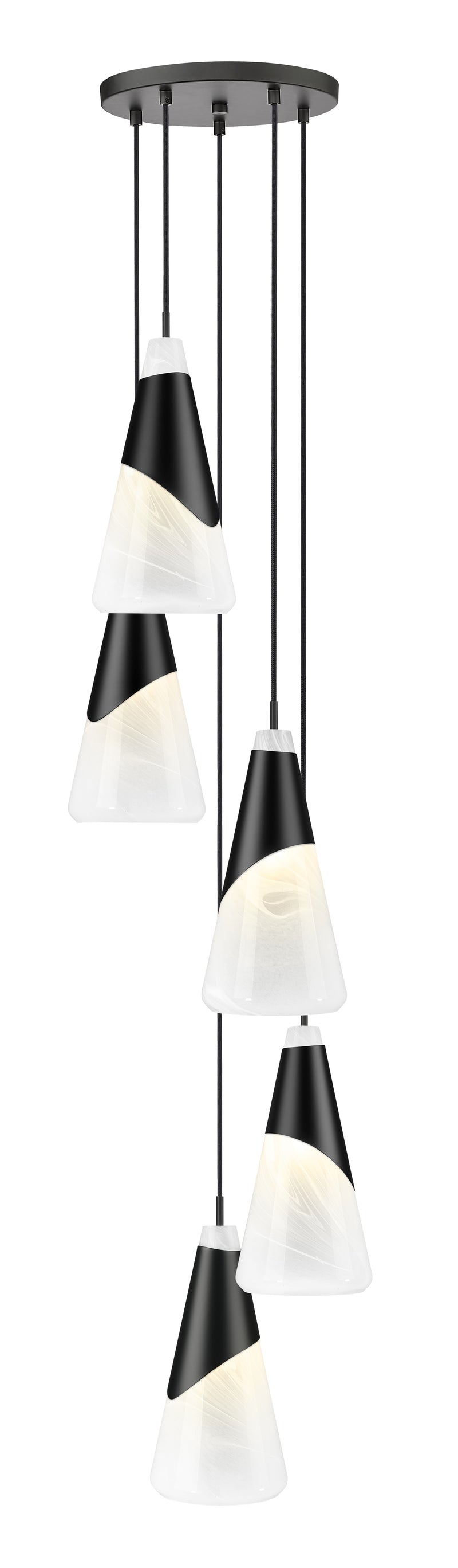 Aimie 5 Light 12" Pendant, 15.75" Tall in Matte Black