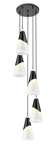 Aimie 5 Light 12" Pendant, 15.75" Tall in Matte Black