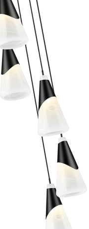 Aimie 5 Light 12" Pendant, 15.75" Tall in Matte Black